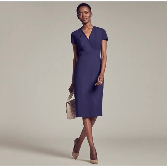 M.M. LaFleur Emma Stretch Wool-Blend V-Neck Knee-Length Career Dress - Size 12 - Picture 15 of 15